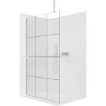 CERANO Sprchová zástěna Walk-in Onyx Top Cube L/P - 8 mm - hranatá vzpěra + polička/držák na ručníky - chrom, industriální sklo - 140x200 cm