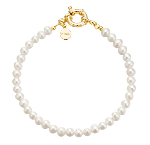 Elenys pozlacený perlový náramek Clara 17 cm 18K žluté zlato Perla 5A