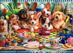 Castorland puzzle 300 dílků - Puppies Dessert, zvířecí oslava