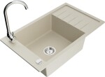 MEXEN - Elias granitový dřez s odkapávačem včetně baterie Telma, béžová 6511-69-670200-00