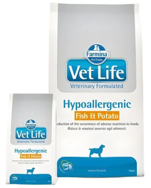 Farmina Vet Life Hypoallergenic Fish Potato 12 kg / Kompletní krmivo pro psy / Hypoalergenní / veterinární dieta (PVT120005S)