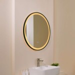 Kielle - Idolio Zrcadlo s LED osvětlením a vyhříváním, průměr 80 cm, černá 50324044