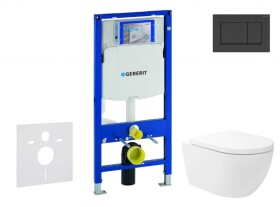 GEBERIT - Duofix Set předstěnové instalace, klozetu Oudee Vortex a sedátka softclose, tlačítko Sigma30, matná černá/černá SANI11CA5144