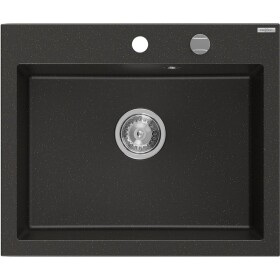 MEXEN - Elix granitový dřez 1-miska 600 x 500 mm, černá/zlatá metalik, sifon chrom 6525601005-75