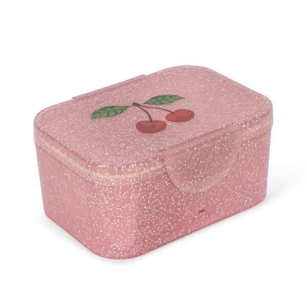 Konges Sløjd Svačinový box Cherry Glitter, růžová barva, plast