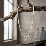 Pánský perlový náhrdelník Joaquin - přírodní perla, větrná růžice, 50 cm Bílá