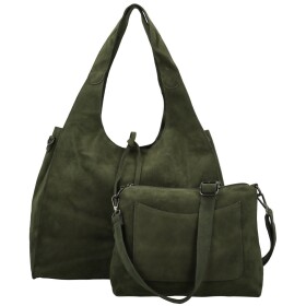 Trendy dámský koženkový set kabelek Eudosia, tmavě zelený