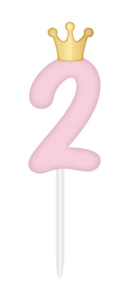 SVÍČKA růžová s korunkou ČÍSLO 2 - Albi