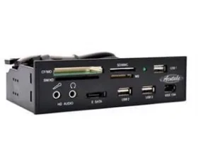 Acutake DarkMultiPanel 1 / Multifunkční frontpanel / 5,25" / čtečka karet All-in-1 / USB 2.0 hub / eSATA / FireWire (ACU-DMP1)