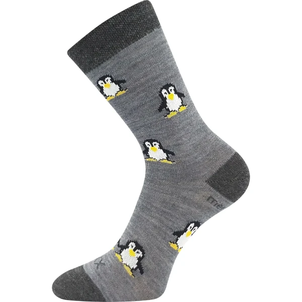VOXX Ponožky dětské slabé z merino PENGUINIK s ionty stříbra ŠEDÉ 30-34 120122