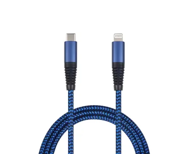 2GO 797196 modrá / Datový a nabíjecí kabel / Lightning - USB-C / 1 m / nylon (797196)