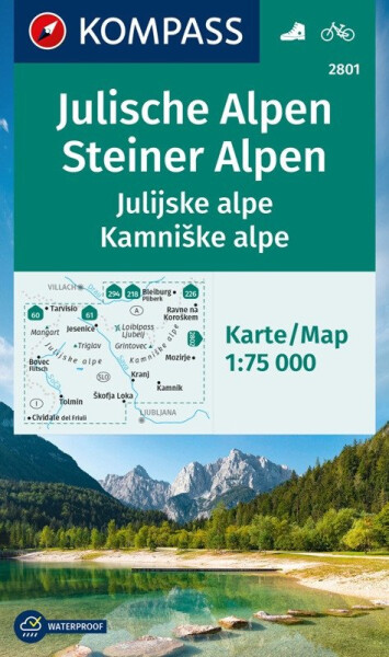 Julské Alpy/Julijske alpe, Steiner Alps/Kamniške alpe 1:75 000 / turistická mapa KOMPASS 2801