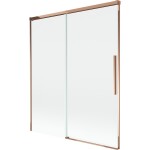 MEXEN/S - Rox vanová zástěna 2-křídlová posuvná 140 x 150, transparent, růžové zlato 8C9-140-001-60-00