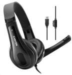 CANYON CNS-CHSU1B / lehký PC headset / USB-A / kožené naušníky / černá (CNS-CHSU1B)