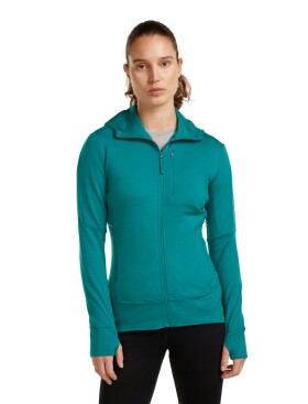 Dámská merino mikina ICEBREAKER Wmns 260 Quantum IV LS Zip Hoodie, Tidal Teal velikost: L