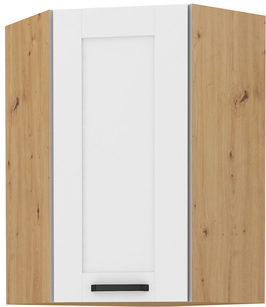 Horní rohová skříňka Luna 60x60 GN-90 1F (45°) Barva korpusu: Dub artisan, Barva dvířek: Bílá