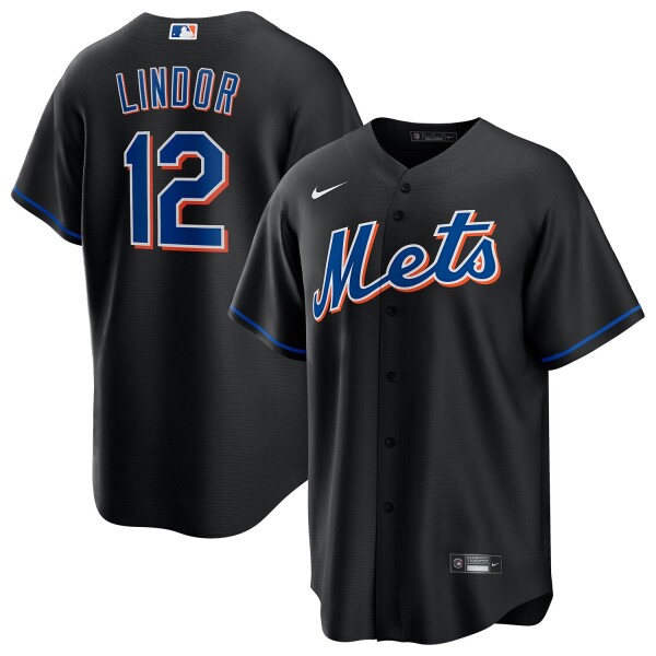 Nike Pánský dres New York Mets MLB Francisco Lindor #12 - Černá Velikost: XL