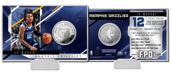 Highland Mint Mince Memphis Grizzlies NBA Ja Morant Player Silver Mint Coin Card