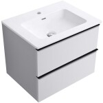 CERANO - Koupelnová skříňka Velora - bílá matná, úchytka černá + keramické umyvadlo Novo - bílá lesklá - 71x54,5x46,5 CER-979875
