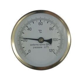MEREO - Teploměr bimetalový DN 63, 0 - 120 °C, zadní vývod 1/2", jímka 75 mm PR3058