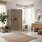 REA/S - Sprchový kout DIAMOND 90x90 COPPER BRUSH + sprchová vanička Diamond, bílá KPL-K6966