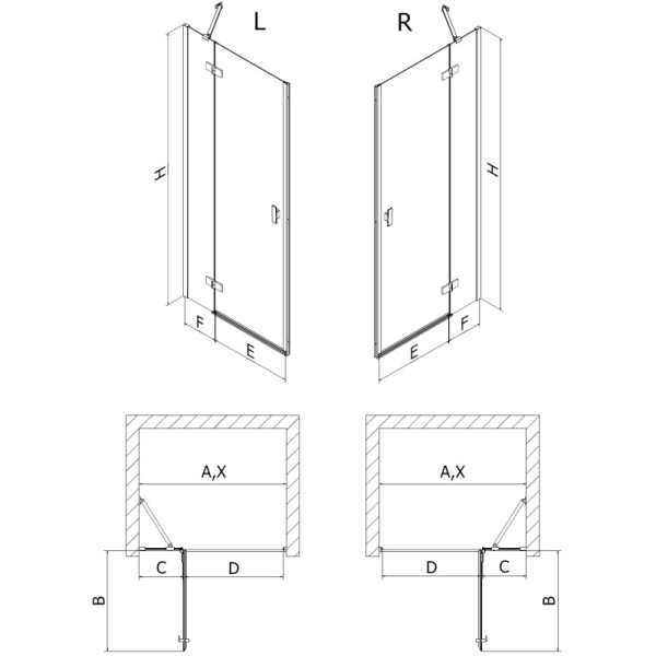 MEXEN/S - Mist-H sprchové dveře křídlové levé 105, transparent, černá 8A5-105-000-70-00-L