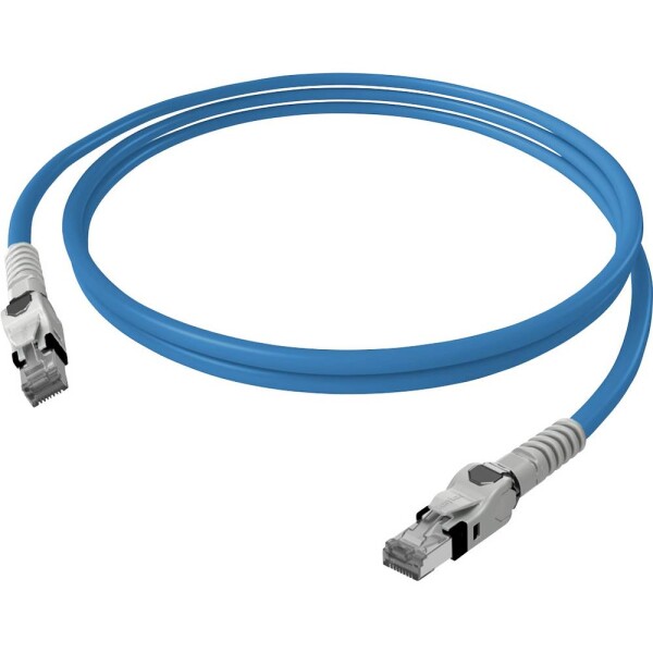 Easylan CP1OBMSMS0020 RJ45 síťové kabely, propojovací kabely CAT 6A S/FTP 2.00 m modrá dvoužilový stíněný, bez halogenů, samozhášecí 1 ks