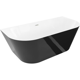 MEXEN/S - Oval Sim volně stojící vana nástěnná 170 x 80, bílá/černá, sifon a přepad nikl kartáčovaný 52661708075-97