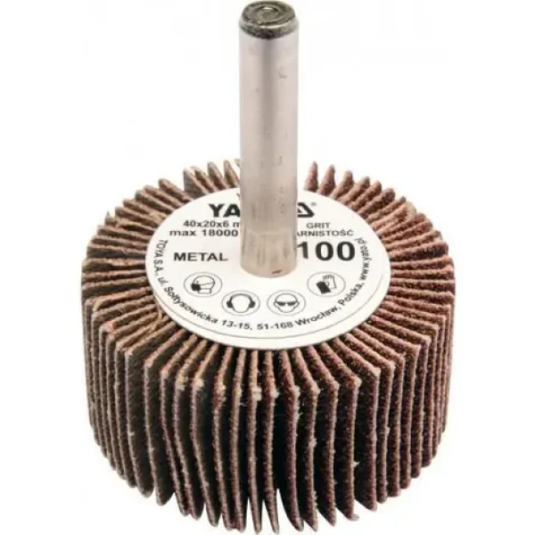 YATO Kotouč lamelový radiální 40x20 P-150 / Kotouč lamelový radiální / Zrnitost P150 / Průměr stopky 6 mm