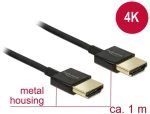 Delock Kabel HDMI s Ethernetem - HDMI-A samec HDMI-A samec 3D 4K 1 m černá / Slim Premium (84771-D)