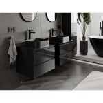 MEXEN/S - Orio koupelnová skříňka pod umyvadlo 60 cm s deskou, 2 zásuvky, černá lesk 91A10-06047-2-BFFC70