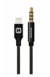 SWISSTEN TEXTILE Audio adaptér Lightning - 3.5mm jack 1.5m černá (73501213)