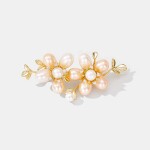 Luxusní perlová brož se zirkony Yvette, Zlatá