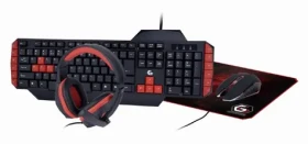 Gembird GGS-UMG4-02 černá / klávesnice + myš + podložka + sluchátka / US layout / USB-A / 1000 DPI (GGS-UMG4-02)
