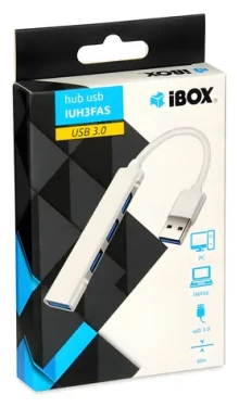 IBOX USB Hub bílá / USB rozbočovač / 1x USB 3.0 / 3x USB 2.0 (IUH3FAS)
