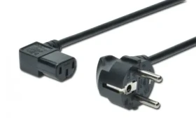 Digitus Napájecí kabel Schuko 90° - IEC C13 90° 1,8m černá / Napájecí kabel / H05VV-F3G / 10A 250V (AK-440102-018-S)