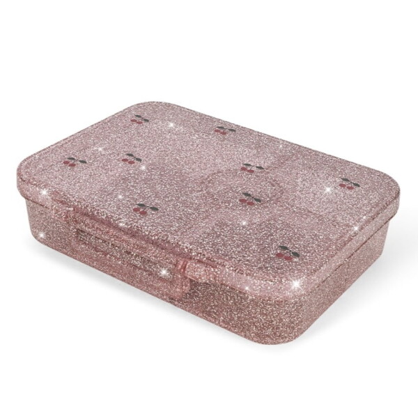 Konges Sløjd Svačinový box Bento Cherry Glitter, růžová barva, plast