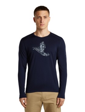 Pánské merino triko dlouhý rukáv ICEBREAKER Mens Merino 200 Oasis LS Crewe SkiingYeti, Midnight Navy velikost: S