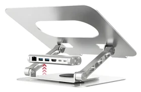 Unitek D1109B01 / Stojan na notebook / Hliníkový / Odnímatelný USB-C hub / HDMI 4K/30Hz / PD 100W / LAN (D1109B01)