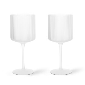Ferm Living Sklenice na červené víno Ripple Frosted – set 2 ks, čirá barva, sklo, 325 ml