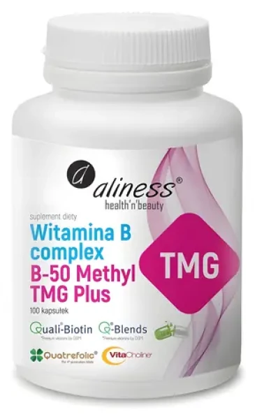 Aliness Vitamín B Complex B-50 Methyl TMG PLUS / Doplněk stravy / 100 kapslí