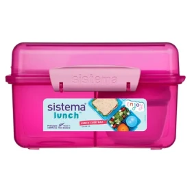 Sistema Lunch Tříkomorová krabička s nádobou na jogurt s dvojitým víčkem 2 l růžová (8592001419568)