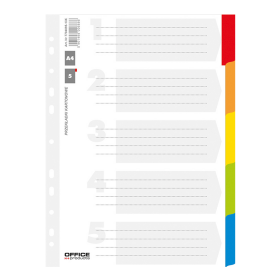 Office Products rozlišovač s laminovanými indexy, A4, karton, 5 listů, bílý