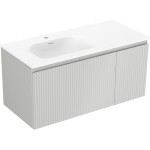 MEXEN/S - Rivel koupelnová skříňka 100 cm s umyvadlem Vela levá, 1S, 1D, reliéf, šedá mat/bílá mat 91A23-10047-3-BBFF62-W23L01
