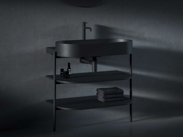 RAVAK - Yard Konstrukce s policemi pod umyvadlo, matná černá D80000D006