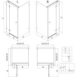 MEXEN/S - Lunar T sprchový kout dveře křídlové levá 90 x 80, transparent, černá 834T-090-080-70-00-L