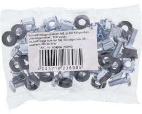 InLine Montážní sada M6 20 ks / Montážní sada do racku / klecové matice a šrouby / 16 mm / kov, plast (01950A)