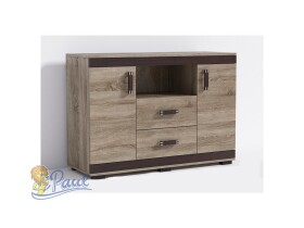 Komoda P15 140cm Barva korpusu: Dub - sonoma, Lišta: Dub - sonoma, Barva dvířek: Trufla