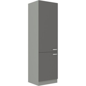 Skříňka pro vestavenou lednici 60 LO-210 2F Barva korpusu: Šedá, Barva dvířek: Šedý lesk (Šedá)