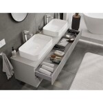 MEXEN/S - Rivel koupelnová skříňka pod umyvadlo 160 cm s deskou, 2 zásuvky, reliéf , šedá mat 91A20-16047-2-BFFC62
